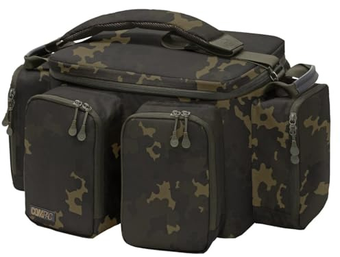 Korda Compac Fishing Carryall Medium Dark Kamo | Durable Water-Resistant Carp Fishing Bag with Reinforced Waterproof Base and Bivvy Table Lid | 28L Capacity, Multiple External Pockets