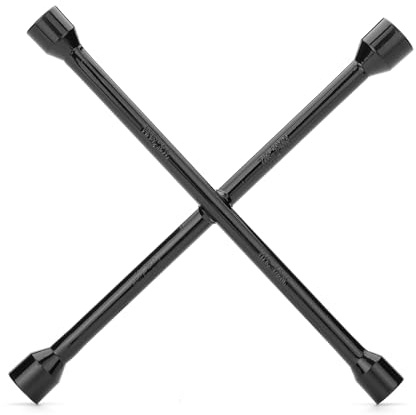 Bates 14 Inch 4 Way Lug Wrench - Black Tire Iron, Car Cross Wrench, 4 Star Lug Wrench