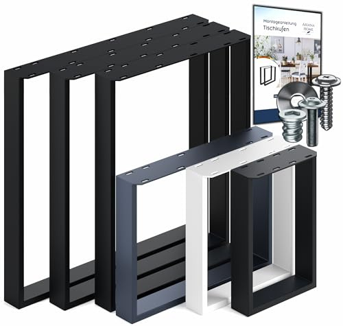 Ariana Home® - 2X Premium Stabil Tischkufen, Tischbeine, Tischgestell, Möbelfüße aus Metall, (Couchtisch, Esstisch, Schreibtisch, Wohnzimmertisch, Sitzbank & andere Möbel) - 90x72 cm Weiß