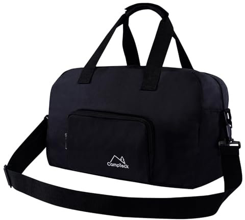 CampTeck U7269 Unisex Faltbare Reisetasche, Kleine Kabinentasche, Reisetasche Handgepäck, Foldable Duffle Bag mit Schultergurt, Geeignet für Ryanair (40 x 20 x 25 cm - 20 L) - Schwarz