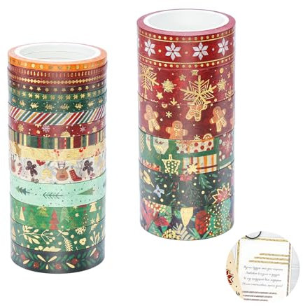 21 Rollo Washi Tape, 5 Metros, 15*10*5*3mm Cinta Adhesiva Decorativa, Adhesivos Navidad, Para Scrapbook Planificador Tarjetas Papel De Regalo Manualidades