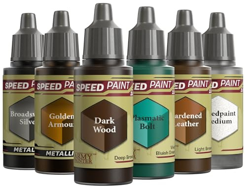 The Army Painter, Speedpaint 2.0 Wargaming Colours Bundle, 6 x 18 akrylfärger med silver, guld, brun, grön och medium - miniatyrfärg för D&D- och Warhammer-miniatyrer (Wargaming colours)