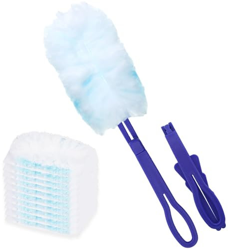 Lot de 10 plumeaux en microfibre avec 1 poignée pour poussière, chiffon en microfibre pour remplacement de plumeau, outil de nettoyage de bureau, adapté pour le salon, la cuisine, le bureau