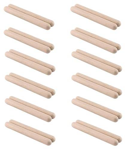 CHUIFAI 24 stycken 20 cm klangträ rytmstavar set, 2 cm klangträ instrument, träklangstavar för trummor, band, musikundervisning