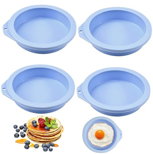 4Pcs Air Fryer Egg Mould, 4'' Air Fryer Round Silicone Fried Egg Ring Molds, Reusable Egg Ring Molds Non Stick Moulds Fryer Accessories for Fried Egg, Sandwiches, Cooking Baking