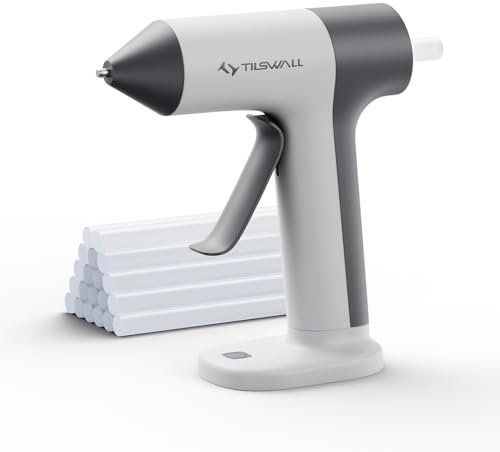 Pistolet à Colle Sans Fil Tilswall - 30s Préchauffage Rapide, Batterie 2Ah Intégrée, USB-C, Arrêt Intelligent - Idéal Bricolage, Loisirs Créatifs et Petites Réparations, Blanc