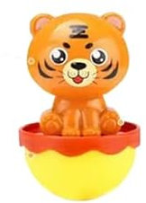 Wackeltier Baby-Spielzeug Tiger, Stehauf-Figur, Orange-Gelb, Sensorisches Lernspielzeug