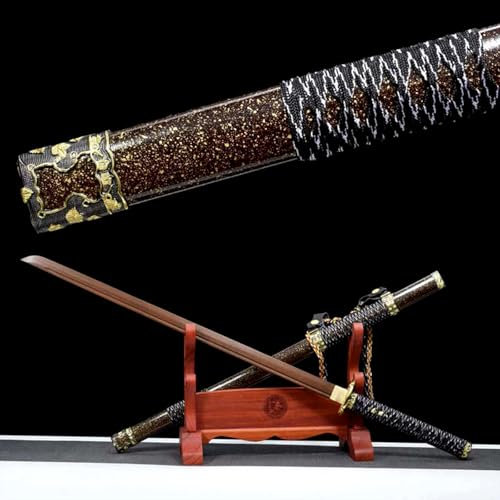 HJHUUA Spada Dritta da Samurai in Legno da 103 cm con Fodero,Tachi in Palissandro Naturale,bokken Fatto a Mano,Katana in Legno per Regali,esposizioni,Kendo,Cosplay,Oggetti di Scena