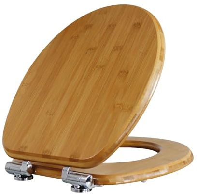 Fanmitrk Bambus Toilettendeckel mit Absenkautomatik, Verdickter Klodeckel, Massiver Bambus Toilettensitz, WC Sitz Leicht zu Reinigen