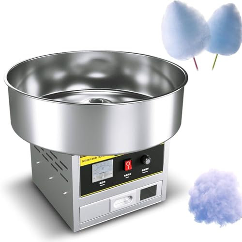 1200W kommersiell sockervaddsmaskin, elektrisk rostfritt stål DIY sockervadd tandtrådsmaskin, snabbt socker, för rolig fest matlagning snacks, rosa (Silver)