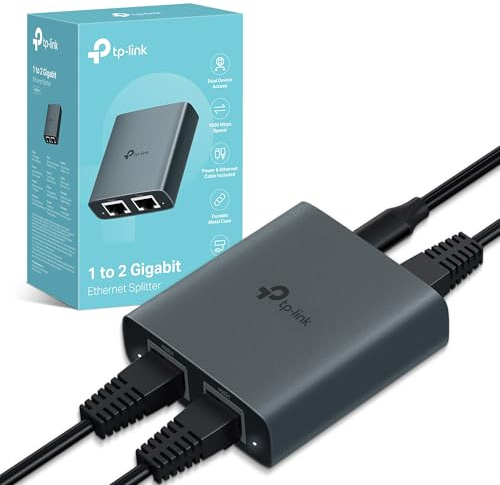 TP-Link EH210 Ethernet Splitter,1 to 2 Gigabit Network Switch,1000Mbps High-Speed Ethernet Switch,Plug and Play,LAN RJ45 Internet Splitter with Ethernet/USB Cable for Router,Laptop/PC,TV,Xbox