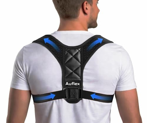 Auflex Posture Corrector for Men & Women – Adjustable Upper Back Brace & Shoulder Support – Breathable Back Straightener for Neck, Shoulder & Back Pain Relief – Comfortable Posture Trainer for Daily Use