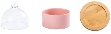 SILENRADAWN Scodella Colazione in Ceramica con Coperchio in Vetro e Base in Legno, Versatile e Leggera, per Party e Uso Quotidiano, Design Elegante e Moderno
