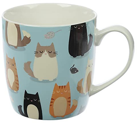 Puckator Taza de Porcelana China, diseño de Gato, Ceniza de Hueso, Mixto, Height 9cm Width 12cm Depth 8.5cm