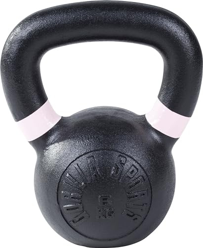 GORILLA SPORTS® Kettlebell - 4kg, 8kg, 12kg, 16kg, 20kg, 24kg, 28kg, 32kg vikter, gjutjärn, svart med färgmarkeringar - kettlebell, bollvikt, swing hantel, styrketräningsvikter