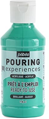 Pebeo Pouring Experiences-Ready-to-Use Premixed Acrylic Paint - Ideal for Fluid Art, Blue-Green, 118 ml