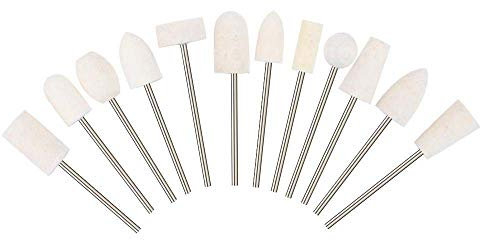 PROFICO 12 Teilig Filzpolierer Set Ersatzaufsätze | Schleifkörperset für Maniküre Pediküre Nagelpflege | Nagelschleifer Bits Kit