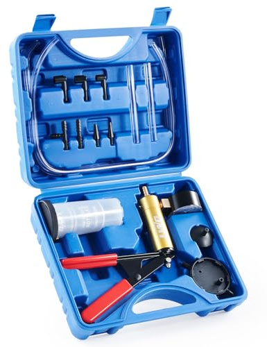 Orion Motor Tech Brake Bleeder Kit with Hand Vacuum Pump and Adapters, Brake Bleeding Kit for Brake Fluid Power Steering Fluid More, Vacuum Brake Bleeder Pump with Pressure Gauge