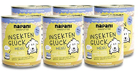napani - Premium Hundefutter Insektenprotein, Hundenassfutter, schonend gegart, hypoallergen, getreidefrei, kohlenhydratarm, Bio-Brokkoli, Bio-Aprikosen, Bio-Kokosflocken, 6 x 800g