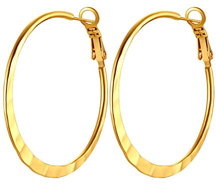 PROSTEEL Creolen für Frauen Mädchen - 18k Vergoldete Flache Hoop Ohrringe 40mm Rund - Trendiger Ohrschmuck für Beste Freundin