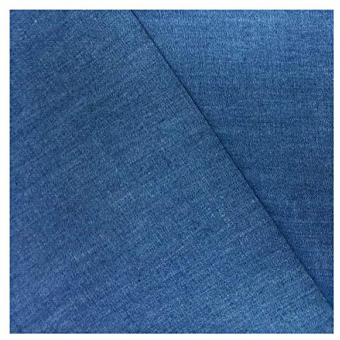Gewaschener Denim Jeansstoff Meterware 150cm Breiter Leichter Kleidungsstoff aus 100% Baumwolle für Kleidung, Nähen Von Bastelarbeiten, Nicht Dehnbar(Color:Mittelblau)