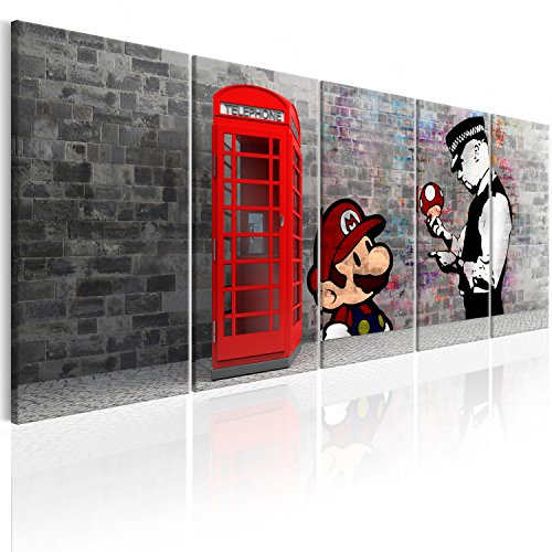 murando Cuadro Acústico Banksy 150x60 cm espuma acústica absorbe el sonido aislamiento lienzo de 5 piezas Impresión Artística Decoración de Pared London Street Art Mural i-C-0104-b-m