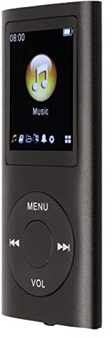 Yctze MP3/MP4-Player, Tragbarer Musikplayer mit Kopfhörer, 1,8-Zoll-HD-Bildschirm, Unterstützt Bis zu 64 GB Speicherkarte, 8 Stunden Spielzeit, Superleichtes Metallgehäuse(Schwarz)
