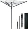 4 Arm 50M Rotary Washing Line Heavy Duty Clothes Airer Dryer for Outdoor & Garden, Folding Large Rotary Clothes Line with Metal Ground Spike and Cover, Black