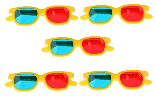 Tiuimk Set mit 5 gelben rot/blauen 3D-Brillen für Kinder – Verbessern Sie das 3D-Seherlebnis Ihres Kindes