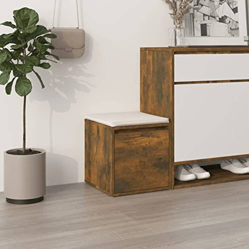 Homgoday Cajón contenedor roble ahumado 40,5 x 40 x 40 cm madera multicapa baúl de exterior baúl de jardín exterior