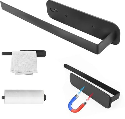 Soporte magnético para rollos de cocina, soporte para papel de cocina sin taladrar, soporte magnético para rollos de papel de acero inoxidable con fuerte adsorción para frigorífico, microondas,