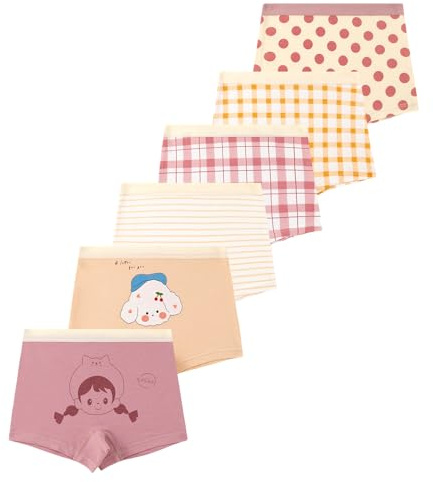 LeQeZe Girls Knickers Pants Soft Cotton 6 Pack Kids Underwear Size 4-5 Years (Mixed Color 11, Manufacturer Label 120)