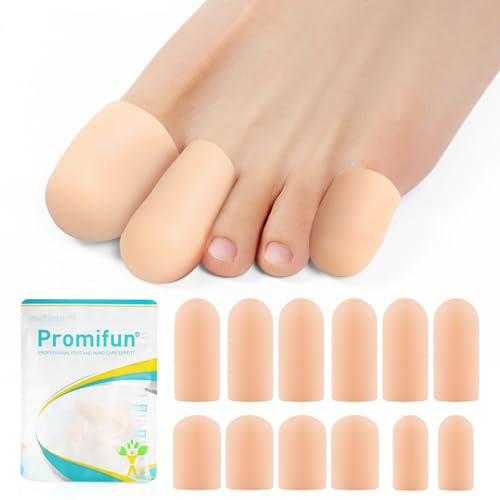 Promifun protection orteil silicone - 12pcs Protege orteil silicone, capuchon orteil, idéal pour les ongles manquants ou incarnés, les cors, les ampoules, les orteils en marteau(4L+6M+2S)