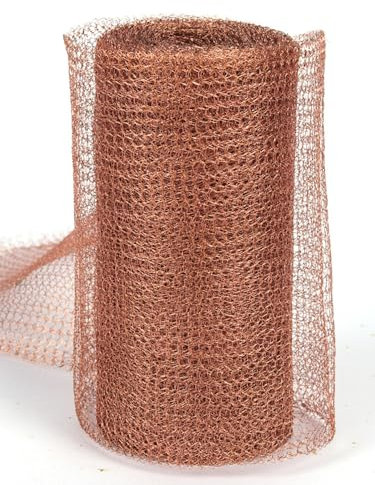 Yelschwa Copper Tape Slug Repellent Copper Mesh Slug Repellent Slug Nematodes Snail Repellent Double Layer Knit Copper Wire Rodent Mesh Roll for Mouse & Rat Proof Pest Control Fill Fabric (127mm*6m)