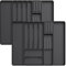 Lifewit Organizador de Cubiertos Cocina, Bandeja Expansible con Bloque de Cuchillos, Soporte Ajustable, Inserto de plástico para cucharas y Tenedores, Grande Negro 2 Juegos