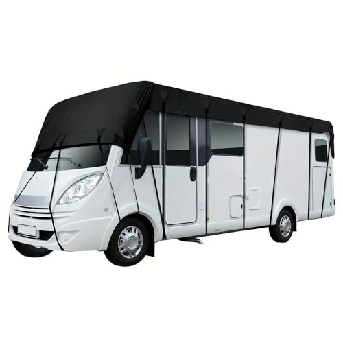 NEWFUN Wohnmobil Abdeckplane, Wohnwagen Schutzhülle, Wohnmobil Schutzdach 210D Dachschutzplane Abdeckung Abdeckplane für Wohnmobile und Wohnwagen (7.5 x 3 m)