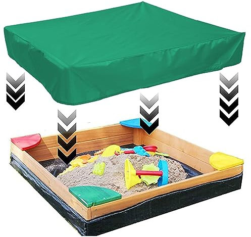 PerGar Couverture de Bac à Sable, Couverture de Bac à Sable Carrée Extérieure Imperméable à l'eau, Couverture de Bac à Sable, Couverture de Bac à Sable Verte avec Cordon, Couverture de