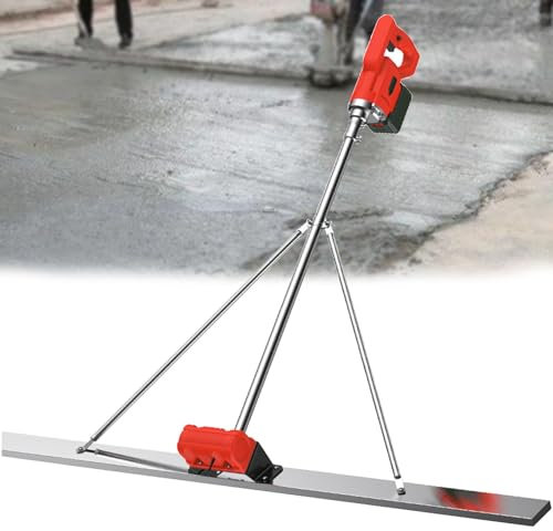 Grattoir électrique à béton, outil de finition du béton avec planche en acier inoxydable de 150 cm, moteur de vibration de finition de ciment 6000 R/Min, règle électrique sans fil 6000 Ma, batterie