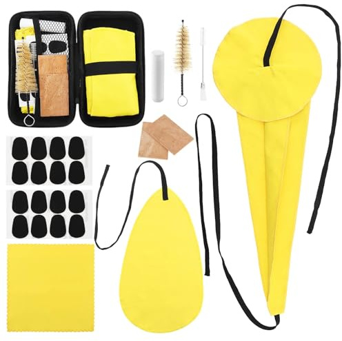 Alto Tenor Soprano Saxophone Cleaning Cloths Kit with Case, Sax Microfiber Cleaning Cotton with Mouthpiece Cushions & Mouthpiece Brush & Neck Corks, Wind Woodwind Clarinet Flute Trumpet Cleaning Kit