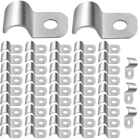 50 Piezas Abrazadera para Tubos en U 4mm-6mm, Cable Clips de Acero Inoxidable, Grapas Sujeta Cables para Sistema de Fijación Cables y Tubos Pared