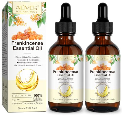 Weihrauchöl Frankincense Oil 100% Reine Natürliche Aromatherapieöl in Therapeutischer Qualität, Duftöle für Diffuser, Hautpflege, Haarpflege, Massage, 2 Pack