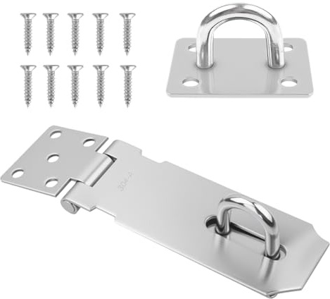 Candado Cerrojo de 304 Acero Inoxidable, 5 Pulgadas Cerradura con Grapa y Tornillos, Pestillo de Seguridad Antióxido para Puerta, Ventana, Armario, Exterior Interior