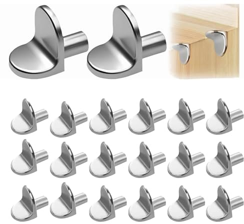 20pcs 5mm L-Shaped Solid Alloy Shelf Pins, Shelf Support Pegs, Cupboard Shelf Pegs, Cupboard Shelf Supports, Kitchen Shelf Pegs, Shelf Pins & Shelf Brackets & Supports. For Cabinets, Bookshelves Etc.