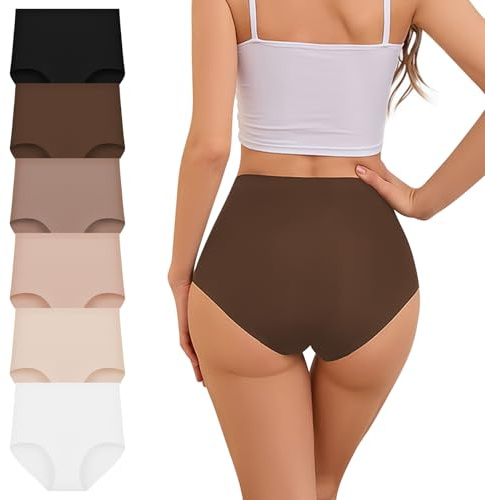 Cozyroam Seamless Knickers for Women, No VPL High Waisted Knickers for Women Full Coverage Tummy Control Underwera Soft Stretchy Brifes Ladies pants Multipack 6 Pack