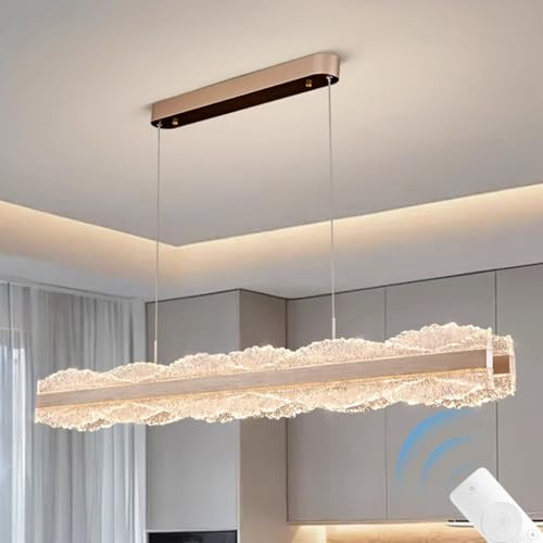 FEWDSCA Led Luz Colgante Atenuable, Lámpara Colgante Moderna, Lámpara Minimalista de Base de Oro de Acrílico de Lujo de Metal, Luminaria de Techo para Sala de Estar Dormitorio Mesa de Comedor/100 cm