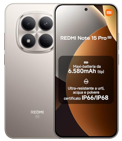 XIAOMI Redmi Note 15 Pro 5G Smartphone (8+512 GB) – 6580-mAh-Akku, IP66/IP68 Staub- und Wasserschutz, Neue 200-MP-Kamera, 6,83 AMOLED-Display, Titanium, 2 Jahre Garantie