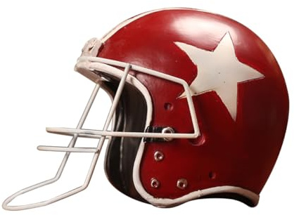 Gatuida Vintage Red Resin Football Helmet Ornament, American Retro Baseball Cap Desktop Decoration for Home and Office, Creative Resin Craft Table Accent