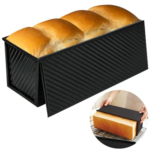 inodiref Moldes Para Pan Con Tapa Masa de 1000g, Antiadherente Grande