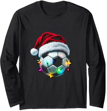 Ballon de Football Festif avec Bonnet de Père Noël et lumières Manche Longue