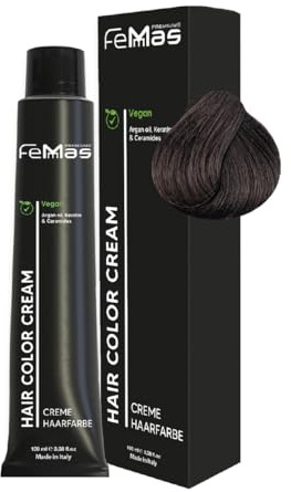 FemMas Haarfarbe Dunkelbraun Intensiv 3.0 I Creme Haarfarbe mit Arganöl, Keratin & Ceramiden I Als dauerhafte Haarfärbung oder Tönung für strahlende, haltbare Farbergebnisse I 100 ml